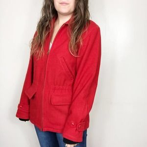 RALPH LAUREN | Women's Medium Polo Sport Red Wool Full Zip Utility Jacket